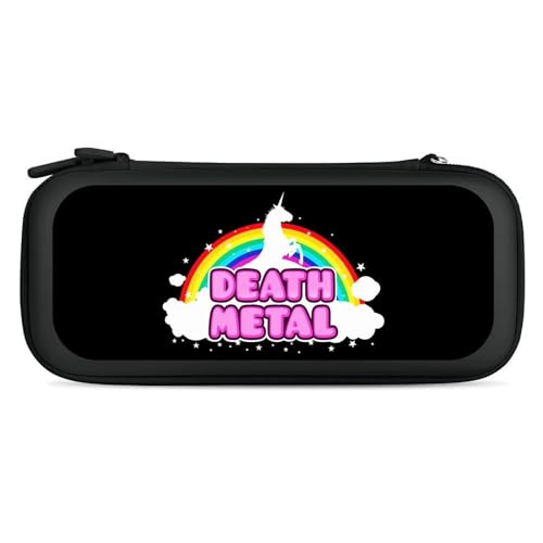 Unicorn Death Metal Compatible with Switch Carrying Case Hard Travel Game Bag Pouch with 15 Games Accessories Black-Style