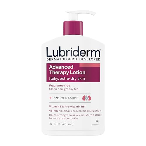 Lubriderm Advanced Therapy Fragrance Free Moisturizing Hand & Body Lotion + Pro-Ceramide with Vitamins E & Pro-Vitamin B5, Intense Hydration for Itchy, Extra Dry Skin, Non-Greasy, 16 fl. oz