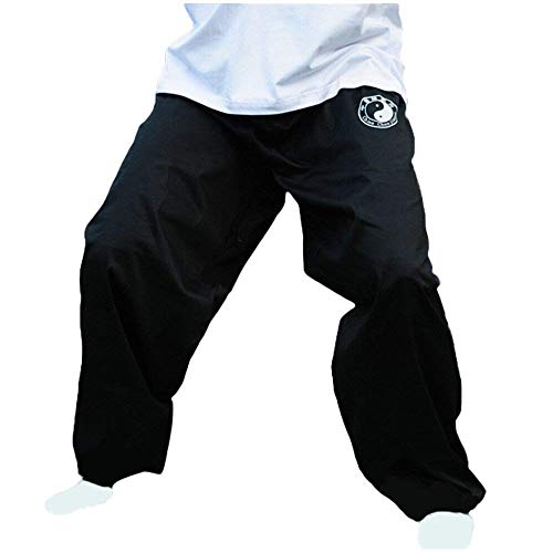 ZooBoo Chenjiagou Taichi Lantern Pants Taichi Practice Uniforms Tai chi Clothing Black Cotton Cloth Martial Arts Practice Pants (L)