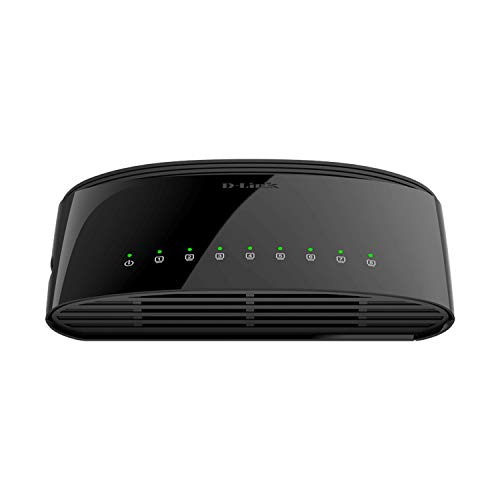 D-Link Ethernet Switch, 8-Port Gigabit Plug n Play Compact Design Fanless Desktop (DGS-1008G), Black