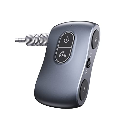 OQIMAX Aux Bluetooth Adpater for Car, Bluetooth 5.3 Transmitter Receiver Noise Cancelling, Portable 3.5mm Aux Bluetooth Adapter Hands-Free Call, Low Latency, for Car Home Stereo/TV/Headphones/Speaker