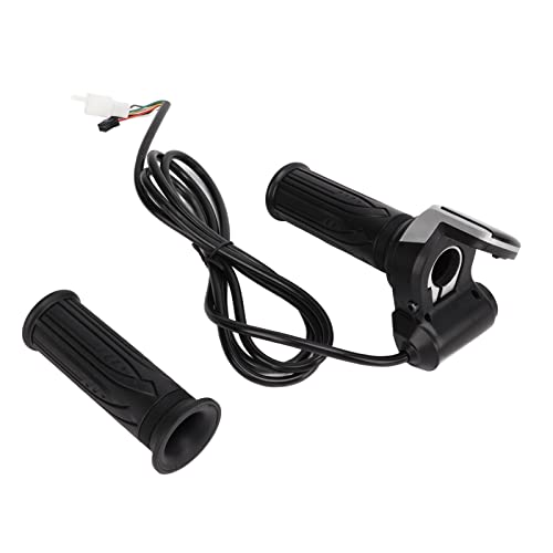 Electric Bicycle Throttle Handle, Rubber LED Display Electric Bike Throttle Grip with Battery Indicator Power Switch Key (#2)