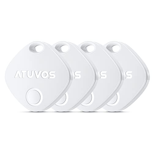 ATUVOS Luggage Tracker, Key Finder, Smart Bluetooth Tracker Pairs with Apple Find My (iOS Only), Item Locator for Bags, Wallets, Keys, Waterproof IP67, Anti-Lost 4 Pack