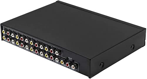8 in 1 Out 3 RCA AV Audio Video Splitter Amplifier for Cable Box DVD DVR Analog TV 1x8 Port Splitter Composite 3 RCA Av Video Audio Switch Switcher,QiCheng&LYS(8 in 1 Out)