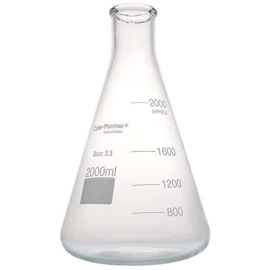 Cole-Parmer Erlenmeyer Flask, Glass, 2000 mL; 1/PK