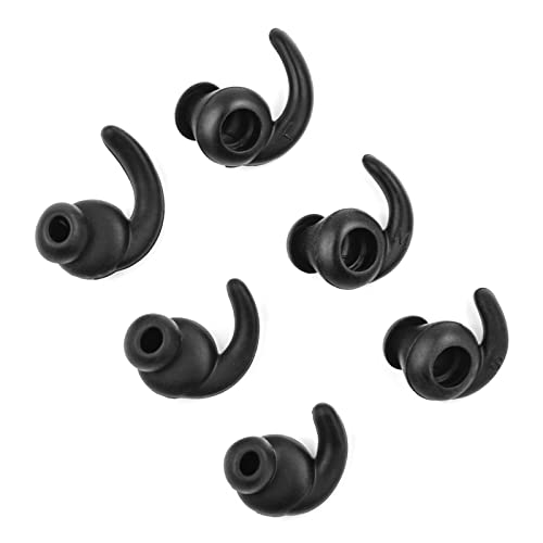 3 Pairs Silicone Hooks Eartip Eartips Earbuds Eargels Compatible with Synchros Reflect BT Sports Wireless Bluetooth Earphones(Black)