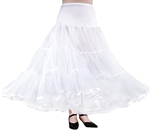 Modeway Bridal Crinoline Petticoats For Wedding Dress Women‘sTulle Floor Length Underskirt White WP-wh-M