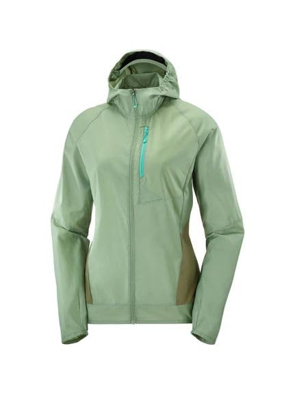 Salomon Women's Standard BONATTI Cross FZ Hoodie W, Lily Pad/DEEP Lichen Green