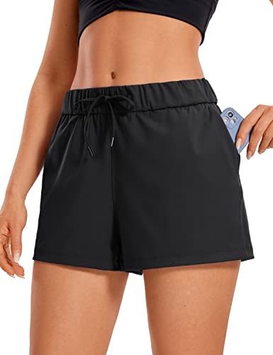 CRZ YOGA Stretch Shorts for Women Work Casual 2.5'' - Athletic Shorts with Pockets for Workout Travel Hiking Golf Black Medium