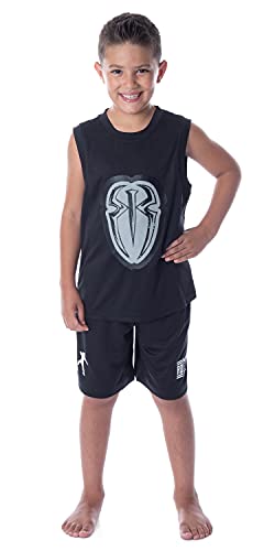 INTIMO WWE Boys' Roman Reigns Icon Wreck Everyone And Leave Tank Short Pajama Set (6/7) Black
