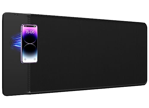VUGKY 15W Wireless Charging Mouse Pad 780x300x4mm, Fast Charging Desk Mat Wireless Charging Mat with Nonslip Rubber Base for Computers Phone Keyboard PC Gaming Work Home Office (780x300x4mm)