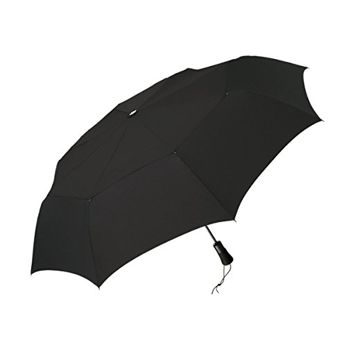 ShedRain WindPro - Vented Auto Open Auto Close Portable Compact Travel Umbrella for Rain and Wind with Teflon, Black