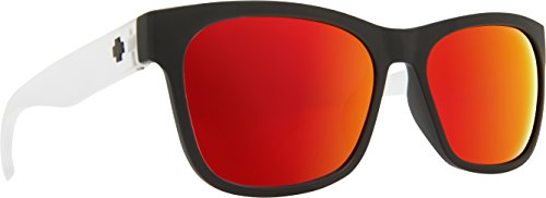 SPY Optic Sun Downer, Square Sunglasses, Color and Contrast Enhancing Lenses, Matte Black/Matte Crystal - Red Spectra Mirror Lenses