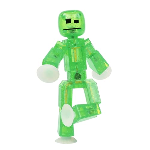 Zing StikBot Single Pack - Includes 1 StikBot - Collectible Action Figures and Accessories, Stop Motion Animation, Ages 4 and Up (Clear Light Green Sparkle)