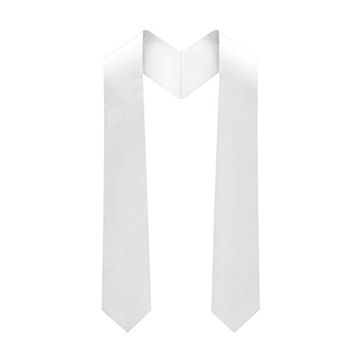 lescapsgown Adult Plain Graduation Stole 60' Long White