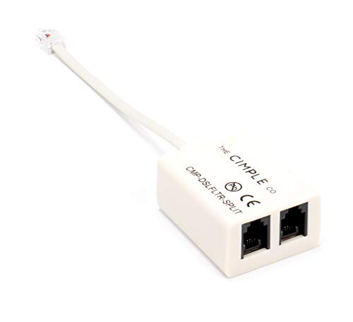 THE CIMPLE CO 2 Wire, 1 Line DSL Filter, with Built in Splitter - for removing noise and other problems from DSL related phone lines