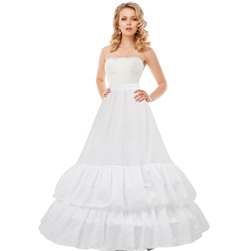 VeMee Women's Crinoline Petticoat Half Skirts Ruffles Layers for Wedding Party Dress Ball Gown White