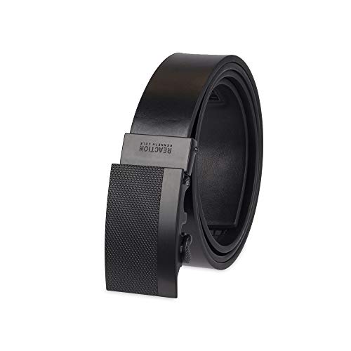 Kenneth Cole REACTION Men's Perfect Fit Adjustable Belt with Track Lock , Black Matte, Medium (34-36)