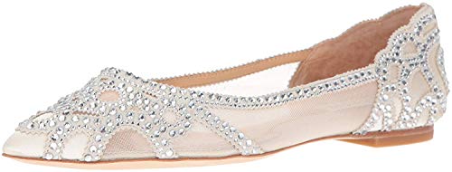 Badgley Mischka Women's Gigi Pointed Toe Flat, Ivory, 8.5 M US