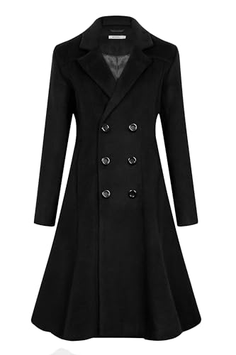 APTRO Women's Winter Long Wool Dress Coat Double Breasted Vintage Coat WS02 Black M