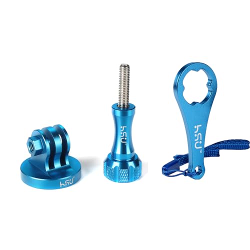 HSU Aluminum Alloy Metal GoPro Tripod/Monopod Mount with Aluminum Thumbscrew for GoPro Hero 12, 11, 10, 9, 8, 7, 6, 5, 4, 3+, 3, 2, 1 HD, AKASO Campark and Other Action Cameras (Blue)