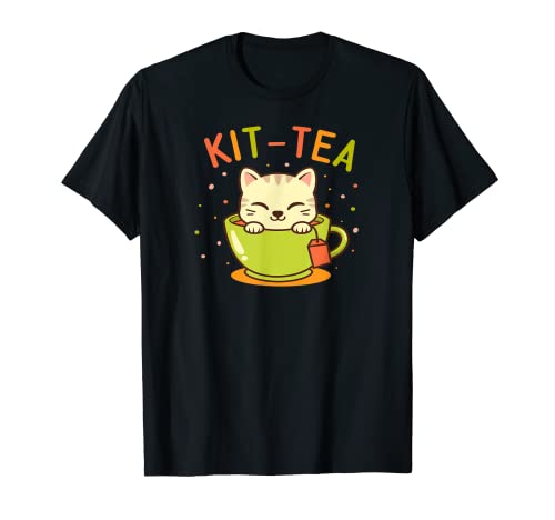 Cat Teacup Cute Kawaii Style Cat Kit-Tea Kitty Pun T-Shirt