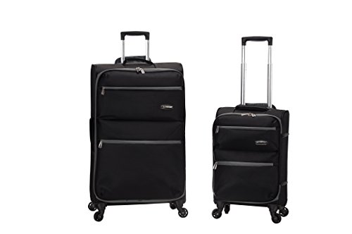 Rockland Gravity 2-Piece Softside Lightweight Spinner Luggage Set, Black, (20/28)
