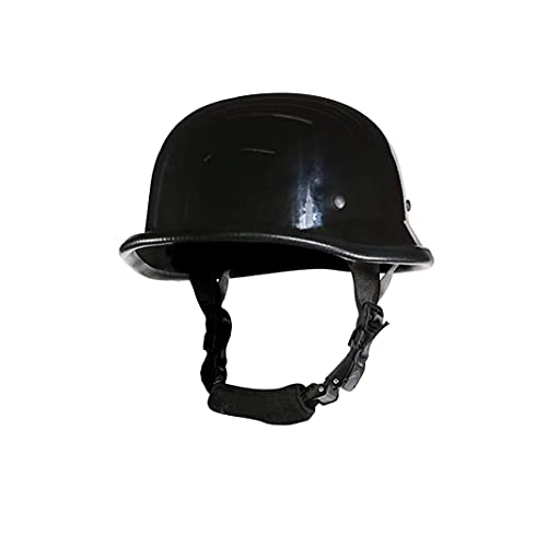 German Novelty Skull Cap Basic Glossy Black Finish German Novelty Hat with Adjustable Chin Strap