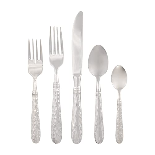 Vietri Martellato Collection Italian Flatware Hammered 18/10 Forged Steel Sets (5-Piece Place Setting)