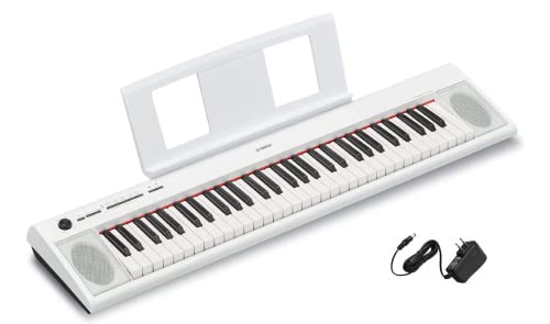 Yamaha NP12 61-Key Lightweight Portable Keyboard with PA130 Power Adapter, White