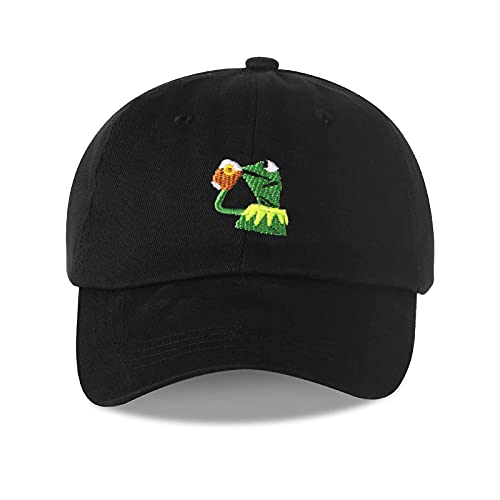 Adjustable Kermit The Frog Embroidered Baseball Cap - Unisex Classic Dad Trucker Hat Black