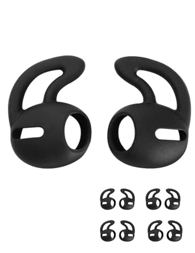 DUKABEL Ear Hook Covers for Earbud Headphones, 5 Pairs Soft Silicon Earhooks Ear Loops with Wings Compatible with Apple Airpods, Samsung Earbuds(Black)