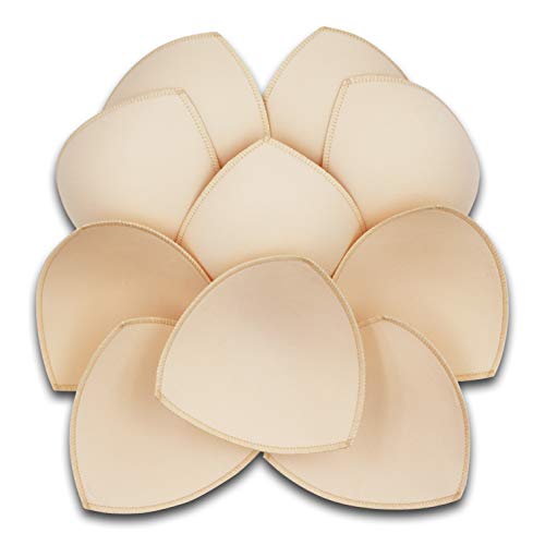 TAOHUA GARDEN 5 Pairs Bra Pads Inserts, Removable, Air Cotton, Foam Sponge, Breathable (Beige C/D Cup)