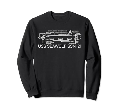 USS Seawolf SSN-21 American Nuclear Submarine Blueprint Sweatshirt