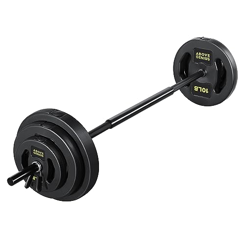 Abovegenius Barbell Weight Set for Lifting, 45 Lb Weight Bar Set with Adjustable Weights for Workout Bar for Home Gym (Black)