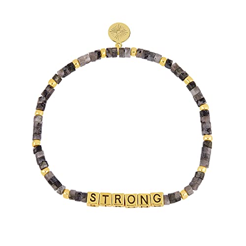 INSPIRED VOICES Inspirational Bracelets for Women - Motivational Bracelets, Inspirational Jewelry, Beaded Stretch Bracelets and Encouragement Gifts for Women (STRONG/Gold Plated/Grey)