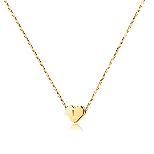 Turandoss Letter Initial L Necklace for Women - 14K Gold Filled Heart Initial Necklaces for Women, Tiny Initial Necklace for Girls Gifts, Heart Initial Necklace Gifts for Women