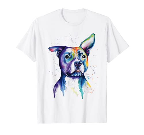 Colorful Pit-bull Terrier Dog Love-r Dad Mom, Boy Girl Funny T-Shirt