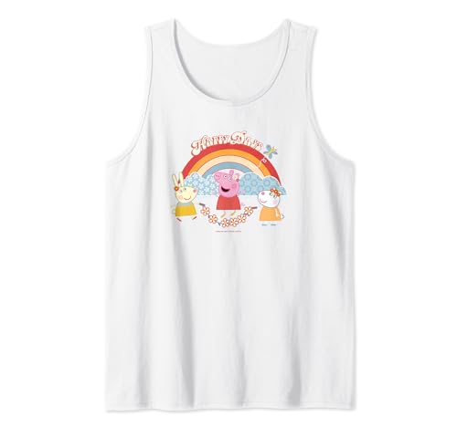 Peppa Pig Happy Days Vintage Rainbow Playful Friends Tank Top