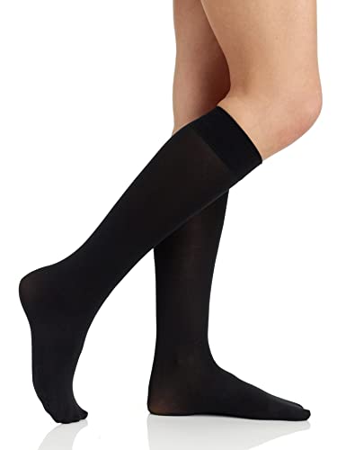 Berkshire womens 3 Pairs Opaque Trouser Pantyhose With Sandalfoot Toe Knee High, Black, 9 11 US