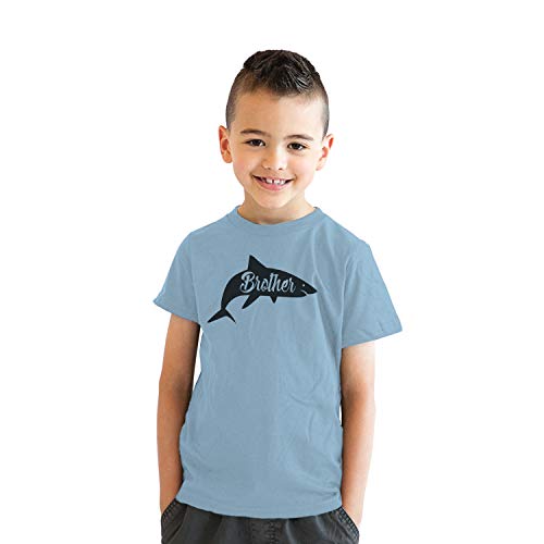 Youth Brother Shark Tshirt Funny Beach Summer Vacation Family Tee for Kids Funny T Shirts Shark T Shirt for Kids Funny Brother T Shirt Novelty T Shirts for Light Blue S