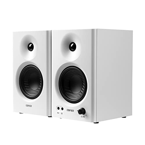 Edifier MR4 Powered Studio Monitor Speakers, 4' Active Near-Field Monitor Speaker - White (Pair)