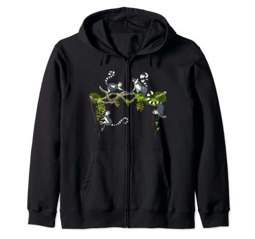 Madagascar Sifakas Tropical Zoo Animal Vari Lemur Zip Hoodie