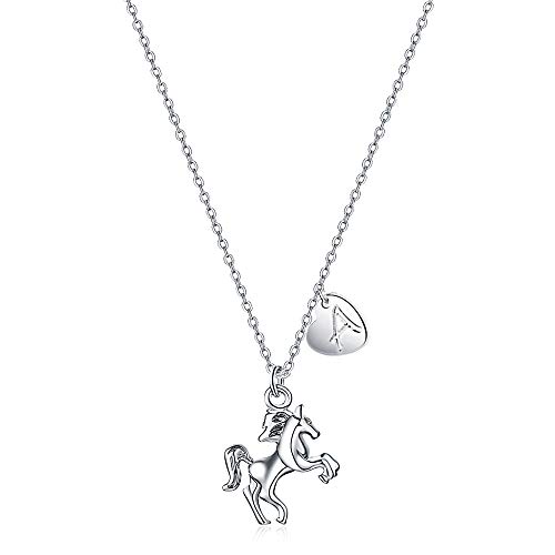 Turandoss Horse Necklace for Girls, Horse Necklace With Initial A Necklace for Kids Horse Jewelry for Girls Adjustable Horse Necklace Horse Gifts for Girls