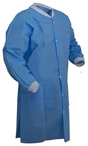 SurgiMac Disposable Lab Coats-Knee Length SMS Disposable Gowns–Unisex Chemistry Lab Coat-Disposable Medical Gown with Sleeves–Chem Lab Coat-Broad Protection Laboratory Coat/Blue Medium