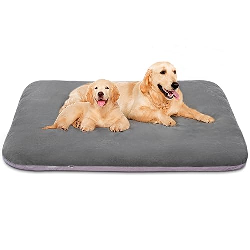 Magic Dog Super Soft Extra Large Dog Bed, 47 Inches Jumbo Orthopedic Foam Pet Beds with Anti Slip Bottom, Dog Sleeping Mattress with Removable and Washable Cover, Grey XL