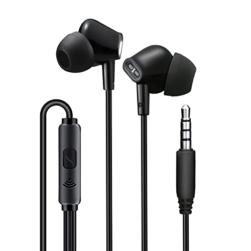 Aylaa Wired Earbuds Headphones with Microphone Noise Isolating Stereo Bass in-Ear Earphones – for Smartphones, Tablets, Schools, Ipads, Multiuse - 3.5mm Plug in Audio Jack - Black