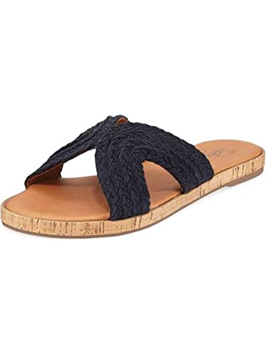 Splendid Womens Navy Comfort Braided Suzette Round Toe Platform Slip On Slide Sandals 7 M