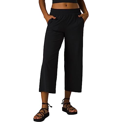 prAna Railay Wide Leg Pants Black LG (Women's 12-14) R