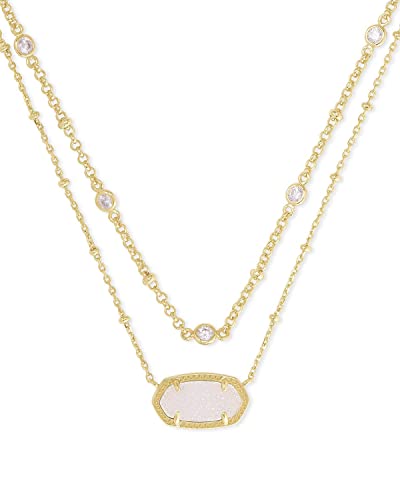 Kendra Scott Elisa Crystal Multi Strand Necklace in 14k Gold-Plated Brass, Fashion Jewelry for Women, Iridescent Drusy